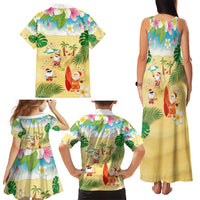 Hawaiian Mele Kalikimaka Family Matching Tank Maxi Dress and Hawaiian Shirt Tropical Plumeria and Lei Funny Santa Beach LT03 - Polynesian Pride