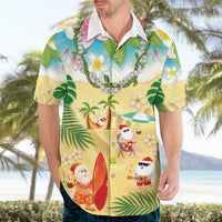 Hawaiian Mele Kalikimaka Hawaiian Shirt Tropical Plumeria and Lei Funny Santa Beach LT03 - Polynesian Pride