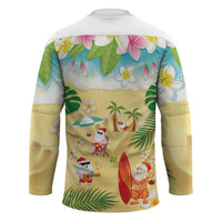 Hawaiian Mele Kalikimaka Hockey Jersey Tropical Plumeria and Lei Funny Santa Beach LT03 - Polynesian Pride