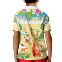 Hawaiian Mele Kalikimaka Kid Polo Shirt Tropical Plumeria and Lei Funny Santa Beach LT03 - Polynesian Pride