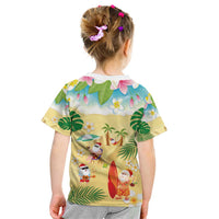 Hawaiian Mele Kalikimaka Kid T Shirt Tropical Plumeria and Lei Funny Santa Beach LT03 - Polynesian Pride