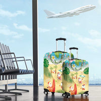 Hawaiian Mele Kalikimaka Luggage Cover Tropical Plumeria and Lei Funny Santa Beach LT03 - Polynesian Pride