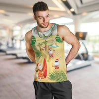 Hawaiian Mele Kalikimaka Men Tank Top Tropical Plumeria and Lei Funny Santa Beach LT03 Multicolor - Polynesian Pride