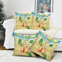 Hawaiian Mele Kalikimaka Pillow Cover Tropical Plumeria and Lei Funny Santa Beach LT03 - Polynesian Pride