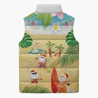 Hawaiian Mele Kalikimaka Sleeveless Puffer Jacket Tropical Plumeria and Lei Funny Santa Beach LT03 - Polynesian Pride