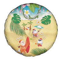 Hawaiian Mele Kalikimaka Spare Tire Cover Tropical Plumeria and Lei Funny Santa Beach LT03 - Polynesian Pride