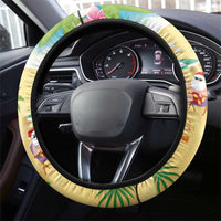 Hawaiian Mele Kalikimaka Steering Wheel Cover Tropical Plumeria and Lei Funny Santa Beach LT03 - Polynesian Pride