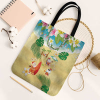 Hawaiian Mele Kalikimaka Tote Bag Tropical Plumeria and Lei Funny Santa Beach LT03 Black Strap One Size Multicolor - Polynesian Pride