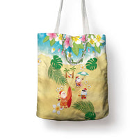 Hawaiian Mele Kalikimaka Tote Bag Tropical Plumeria and Lei Funny Santa Beach LT03 - Polynesian Pride