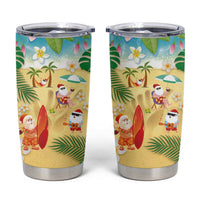 Hawaiian Mele Kalikimaka Tumbler Cup Tropical Plumeria and Lei Funny Santa Beach LT03 Multicolor - Polynesian Pride