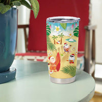 Hawaiian Mele Kalikimaka Tumbler Cup Tropical Plumeria and Lei Funny Santa Beach LT03 - Polynesian Pride