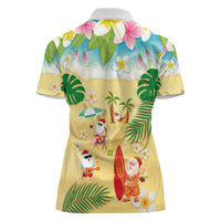 Hawaiian Mele Kalikimaka Women Polo Shirt Tropical Plumeria and Lei Funny Santa Beach LT03 - Polynesian Pride
