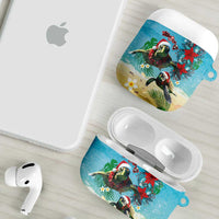 Hawaiian Mele Kalikimaka AirPods Case Tropical Xmas Turtles Red Poinsettia Watercolor LT03 - Polynesian Pride