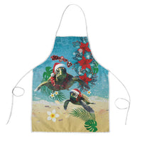 Hawaiian Mele Kalikimaka Apron Tropical Xmas Turtles Red Poinsettia Watercolor LT03 Multicolor - Polynesian Pride