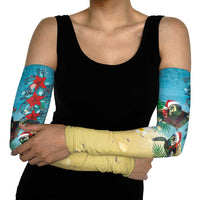 Hawaiian Mele Kalikimaka Arm Sleeves Tropical Xmas Turtles Red Poinsettia Watercolor LT03 - Polynesian Pride