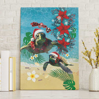 Hawaiian Mele Kalikimaka Canvas Wall Art Tropical Xmas Turtles Red Poinsettia Watercolor LT03 Without Frame Multicolor - Polynesian Pride