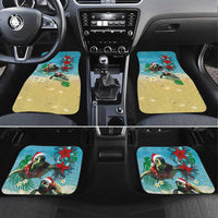 Hawaiian Mele Kalikimaka Car Mats Tropical Xmas Turtles Red Poinsettia Watercolor LT03 Set 4pcs Multicolor - Polynesian Pride