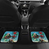 Hawaiian Mele Kalikimaka Car Mats Tropical Xmas Turtles Red Poinsettia Watercolor LT03 Set 2pcs - Back Multicolor - Polynesian Pride