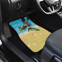 Hawaiian Mele Kalikimaka Car Mats Tropical Xmas Turtles Red Poinsettia Watercolor LT03 - Polynesian Pride