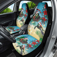 Hawaiian Mele Kalikimaka Car Seat Cover Tropical Xmas Turtles Red Poinsettia Watercolor LT03 - Polynesian Pride