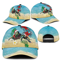 Hawaiian Mele Kalikimaka Classic Cap Xmas Turtles and Tropical Plants with Red Poinsettia Watercolor Style LT03 - Polynesian Pride