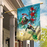 Hawaiian Mele Kalikimaka Garden Flag Tropical Xmas Turtles Red Poinsettia Watercolor LT03 House Flag Multicolor - Polynesian Pride