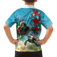 Hawaiian Mele Kalikimaka Hawaiian Shirt Tropical Xmas Turtles Red Poinsettia Watercolor LT03 - Polynesian Pride