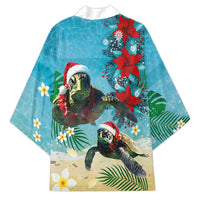 Hawaiian Mele Kalikimaka Kimono Tropical Xmas Turtles Red Poinsettia Watercolor LT03 - Polynesian Pride