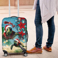 Hawaiian Mele Kalikimaka Luggage Cover Tropical Xmas Turtles Red Poinsettia Watercolor LT03 Multicolor - Polynesian Pride