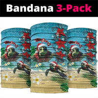 Hawaiian Mele Kalikimaka Neck Gaiter Tropical Xmas Turtles Red Poinsettia Watercolor LT03 package One Size: 25*50cm Multicolor - Polynesian Pride