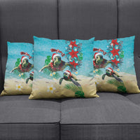 Hawaiian Mele Kalikimaka Pillow Cover Tropical Xmas Turtles Red Poinsettia Watercolor LT03 - Polynesian Pride