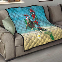 Hawaiian Mele Kalikimaka Quilt Tropical Xmas Turtles Red Poinsettia Watercolor LT03 - Polynesian Pride