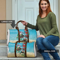 Hawaiian Mele Kalikimaka Travel Bag Tropical Xmas Turtles Red Poinsettia Watercolor LT03 - Polynesian Pride