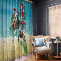 Hawaiian Mele Kalikimaka Window Curtain Tropical Xmas Turtles Red Poinsettia Watercolor LT03 - Polynesian Pride