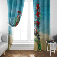 Hawaiian Mele Kalikimaka Window Curtain Tropical Xmas Turtles Red Poinsettia Watercolor LT03 - Polynesian Pride