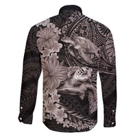Hawaiian Plumeria and Hibiscus with Turtles Family Matching Mermaid Dress and Hawaiian Shirt Polynesian Art Grayscale LT03 - Polynesian Pride