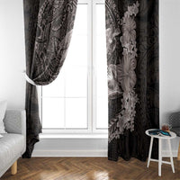 Hawaiian Plumeria and Hibiscus with Turtles Window Curtain Polynesian Art Grayscale - Polynesian Pride