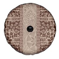 Hawaii Style Hibiscus and Tribal Element Fabric Patchwork Spare Tire Cover Beige Version LT03 - Polynesian Pride