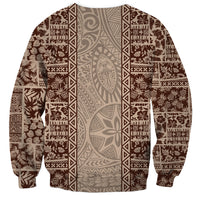 Hawaii Style Hibiscus and Tribal Element Fabric Patchwork Sweatshirt Beige Version LT03 - Polynesian Pride