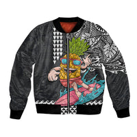 Hawaii Pineapple Surfing With Kakau Tribal Bomber Jacket LT03 Unisex Brown - Polynesian Pride