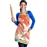 Hawaiian and Japanese Culture Together Apron Kakau Art Tattoo with Cranes and Sakura Spring Vibe LT03 - Polynesian Pride
