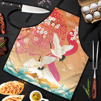 Hawaiian and Japanese Culture Together Apron Kakau Art Tattoo with Cranes and Sakura Spring Vibe LT03 Multicolor - Polynesian Pride
