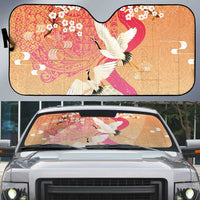Hawaiian and Japanese Culture Together Auto Sun Shade Kakau Art Tattoo with Cranes and Sakura Spring Vibe LT03 Multicolor - Polynesian Pride