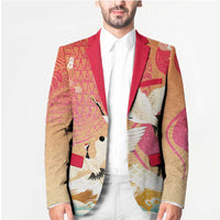 Hawaiian and Japanese Culture Together Blazer Kakau Art Tattoo with Cranes and Sakura Spring Vibe LT03 - Polynesian Pride