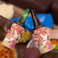 Hawaiian and Japanese Culture Together 4 in 1 Can Cooler Tumbler Kakau Art Tattoo with Cranes and Sakura Spring Vibe LT03 - Polynesian Pride
