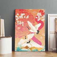 Hawaiian and Japanese Culture Together Canvas Wall Art Kakau Art Tattoo with Cranes and Sakura Spring Vibe LT03 - Polynesian Pride