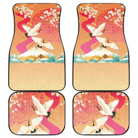 Hawaiian and Japanese Culture Together Car Mats Kakau Art Tattoo with Cranes and Sakura Spring Vibe LT03 - Polynesian Pride