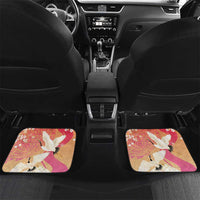 Hawaiian and Japanese Culture Together Car Mats Kakau Art Tattoo with Cranes and Sakura Spring Vibe LT03 Set 2pcs - Back Multicolor - Polynesian Pride