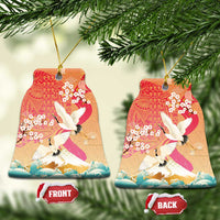 Hawaiian and Japanese Culture Together Ceramic Ornament Kakau Art Tattoo with Cranes and Sakura Spring Vibe LT03 Bell Flake Multicolor - Polynesian Pride