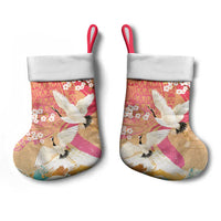 Hawaiian and Japanese Culture Together Christmas Stocking Kakau Art Tattoo with Cranes and Sakura Spring Vibe LT03 - Polynesian Pride